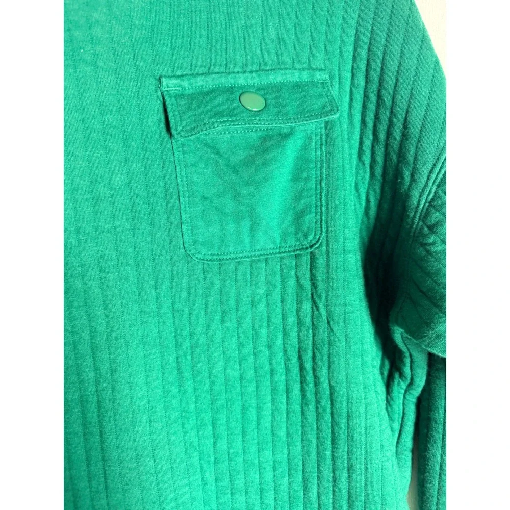 Old Navy Kid Green Quilted Oversized Sweatshirt Crewneck Pocket Pullover L 10-12